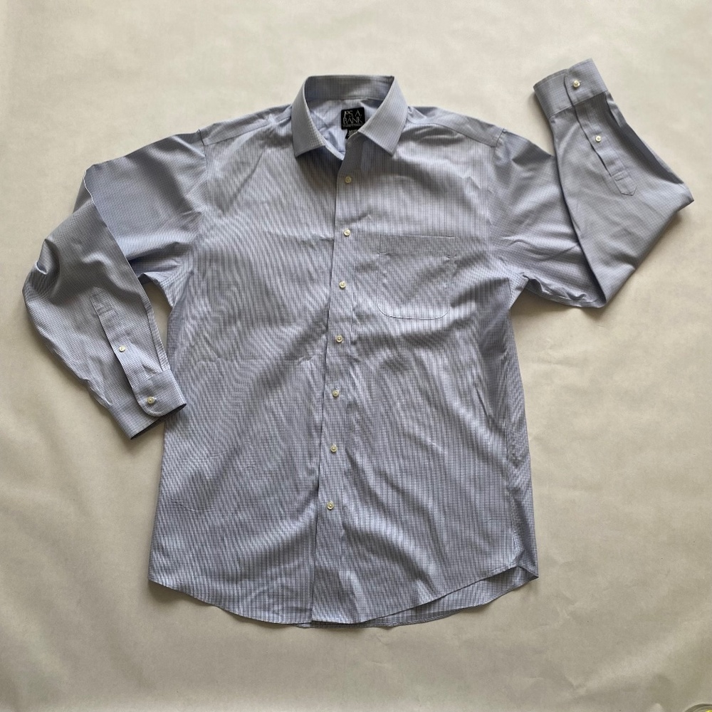 Jos A Banks Blue Plaid Button Up Oxford Shirt Men's Size 16.5/35 Large L
